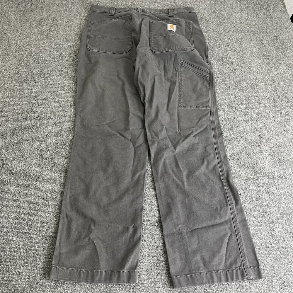 Carhartt Pants Mens 34x30.5 Gray Rugged Flex Relaxed Fit Canvas Work BN2291-M
